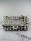 CHANEL Medium Classic Black/White Tweed Woven Single Flap Bag