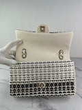 CHANEL Medium Classic Black/White Tweed Woven Single Flap Bag