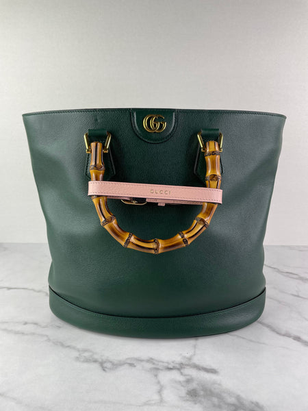 GUCCI Dark Green Diana Medium Tote Shoulder Bag