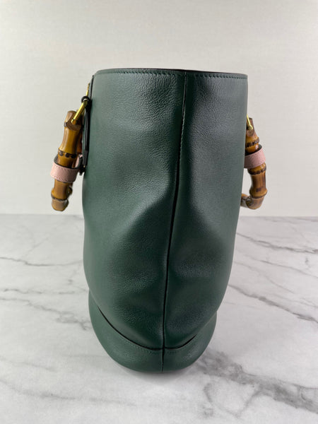 GUCCI Dark Green Diana Medium Tote Shoulder Bag