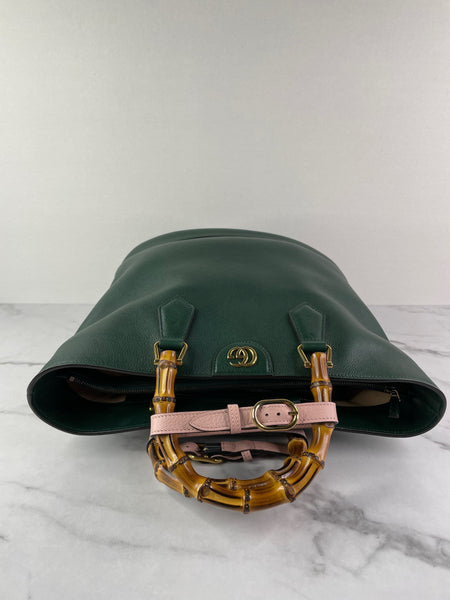 GUCCI Dark Green Diana Medium Tote Shoulder Bag