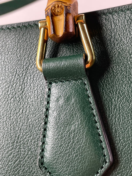 GUCCI Dark Green Diana Medium Tote Shoulder Bag