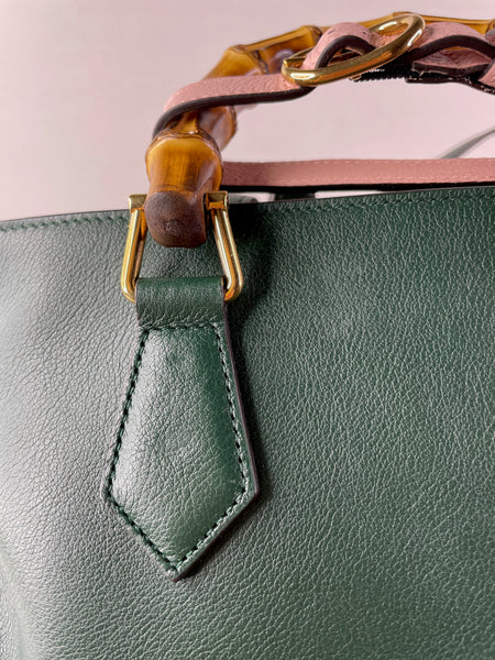 GUCCI Dark Green Diana Medium Tote Shoulder Bag