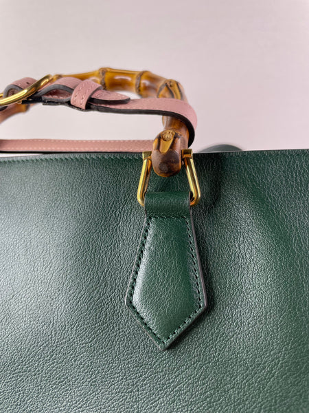 GUCCI Dark Green Diana Medium Tote Shoulder Bag