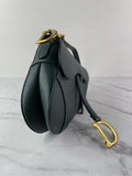 CHRISTIAN DIOR Dark Green (Vert Sapin) Grained Calfskin Saddle Bag with Strap