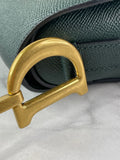 CHRISTIAN DIOR Dark Green (Vert Sapin) Grained Calfskin Saddle Bag with Strap