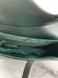 CHRISTIAN DIOR Dark Green (Vert Sapin) Grained Calfskin Saddle Bag with Strap