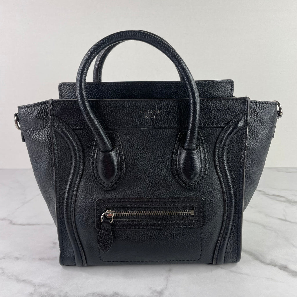 Celine drummed calfskin outlet nano luggage black