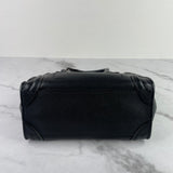 CELINE Black Drummed Calfskin Nano Luggage Crossbody/Shoulder Bag
