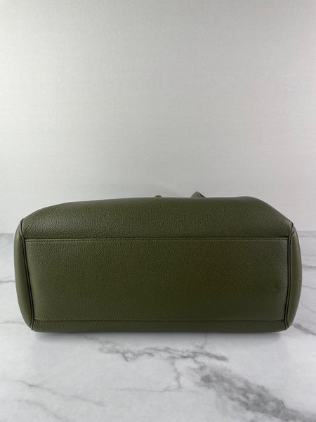 CELINE Dark Olive Grained Calfskin Medium Soft 16 Shoulder Bag
