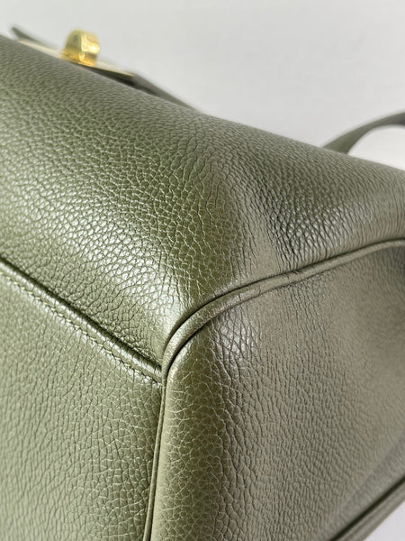 CELINE Dark Olive Grained Calfskin Medium Soft 16 Shoulder Bag