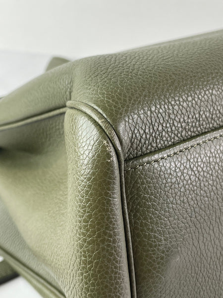 CELINE Dark Olive Grained Calfskin Medium Soft 16 Shoulder Bag