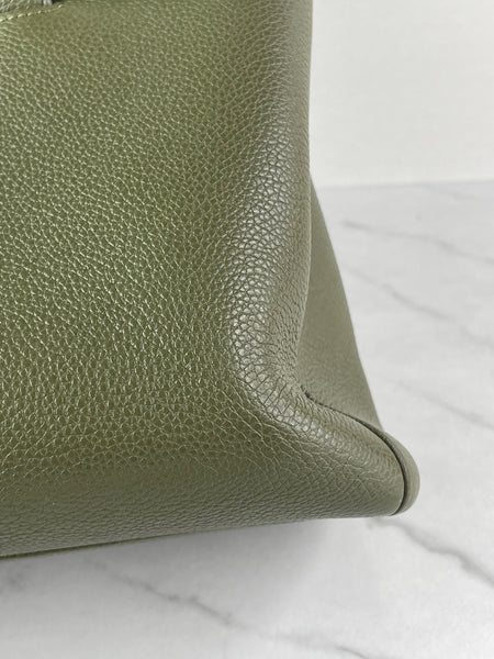 CELINE Dark Olive Grained Calfskin Medium Soft 16 Shoulder Bag