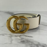 GUCCI Mystic White Calfskin GG MARMONT Belt Size 85/34