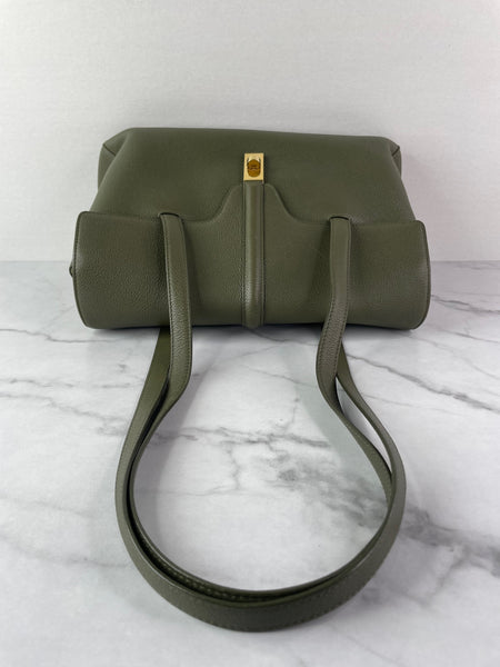 CELINE Dark Olive Grained Calfskin Medium Soft 16 Shoulder Bag
