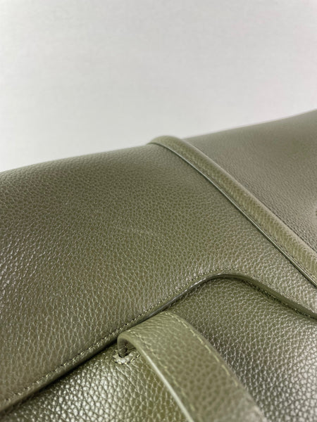 CELINE Dark Olive Grained Calfskin Medium Soft 16 Shoulder Bag