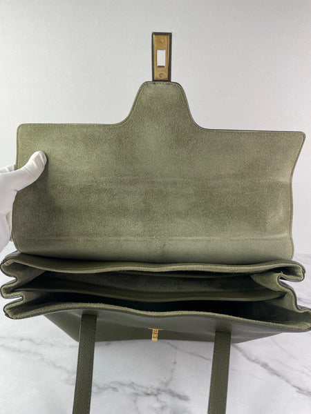 CELINE Dark Olive Grained Calfskin Medium Soft 16 Shoulder Bag
