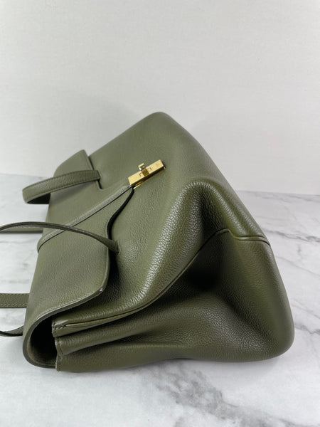 CELINE Dark Olive Grained Calfskin Medium Soft 16 Shoulder Bag