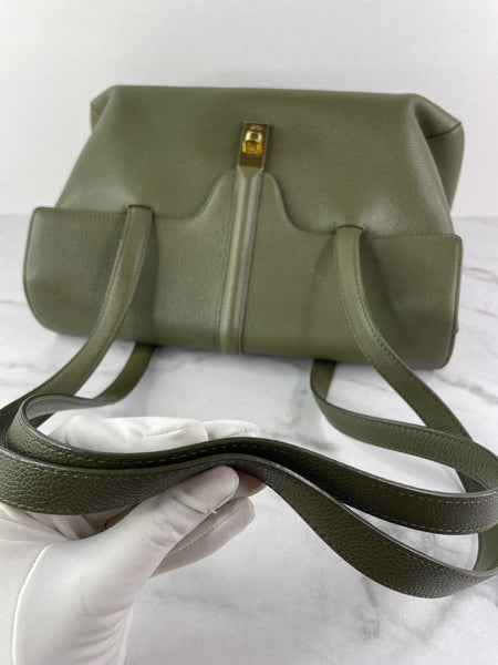 CELINE Dark Olive Grained Calfskin Medium Soft 16 Shoulder Bag