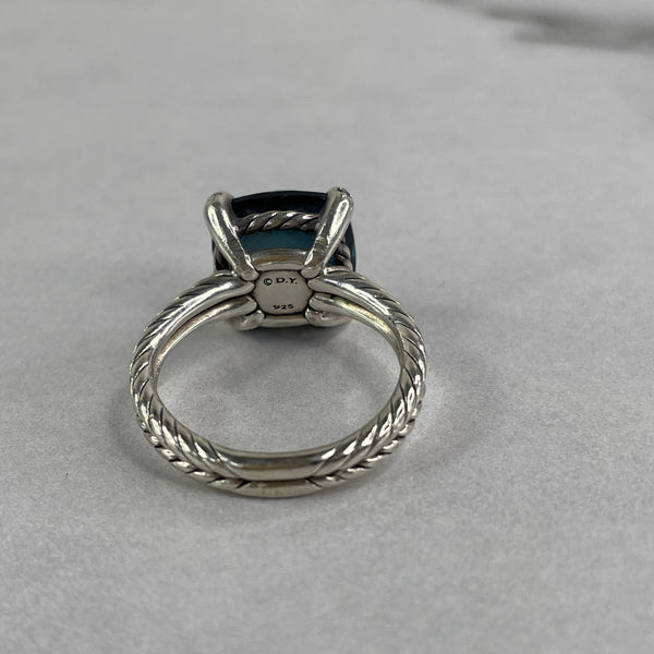 David Yurman Chatelaine® Ring Sterling Silver with Hampton Blue Topaz and Diamonds Size 6.5