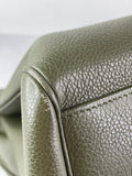 CELINE Dark Olive Grained Calfskin Medium Soft 16 Shoulder Bag