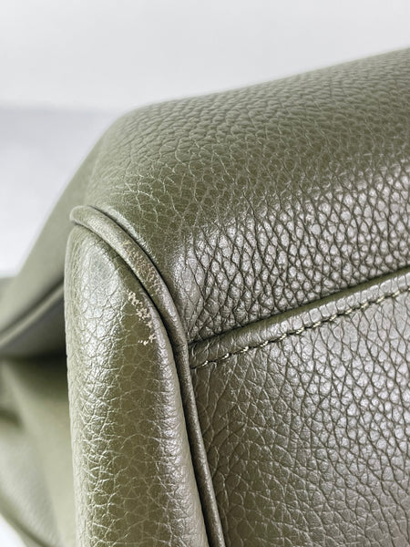 CELINE Dark Olive Grained Calfskin Medium Soft 16 Shoulder Bag