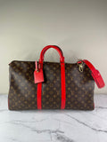 LOUIS VUITTON Monogram Keepall Bandoulière 50 Coquelicot Red
