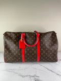 LOUIS VUITTON Monogram Keepall Bandoulière 50 Coquelicot Red