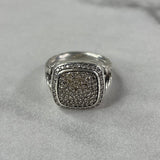 David Yurman Albion® Ring Sterling Silver with Pavé Diamonds, 11mm Size 6.5