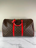 LOUIS VUITTON Monogram Keepall Bandoulière 50 Coquelicot Red
