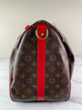 LOUIS VUITTON Monogram Keepall Bandoulière 50 Coquelicot Red