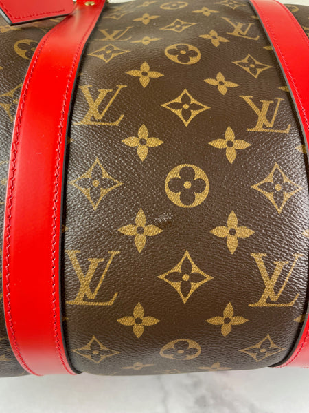 LOUIS VUITTON Monogram Keepall Bandoulière 50 Coquelicot Red