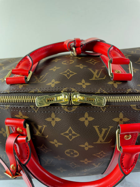 LOUIS VUITTON Monogram Keepall Bandoulière 50 Coquelicot Red