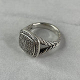 David Yurman Albion® Ring Sterling Silver with Pavé Diamonds, 11mm Size 6.5