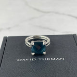 David Yurman Chatelaine® Ring Sterling Silver with Hampton Blue Topaz and Diamonds Size 6.5