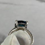 David Yurman Chatelaine® Ring Sterling Silver with Hampton Blue Topaz and Diamonds Size 6.5