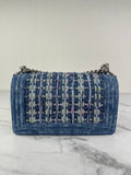 CHANEL Blue Denim and Woven Tweed Medium Boy Bag