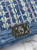 CHANEL Blue Denim and Woven Tweed Medium Boy Bag