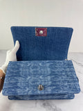 CHANEL Blue Denim and Woven Tweed Medium Boy Bag