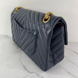 CHANEL Navy Blue Chevron Quilted 2.55 Reissue 225 Flap Crossbody/Shoulder Bag