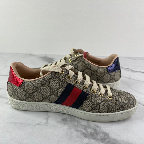 GUCCI Ladies Ace GG Supreme Canvas Sneakers Size 36