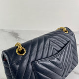 CHANEL Navy Blue Chevron Quilted 2.55 Reissue 225 Flap Crossbody/Shoulder Bag