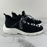 Prada Black Knit Fabric Lace Up Sneakers Size 37.5