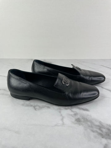 CHANEL CC Black Loafers Size 35.5