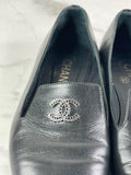 CHANEL CC Black Loafers Size 35.5