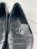 CHANEL CC Black Loafers Size 35.5