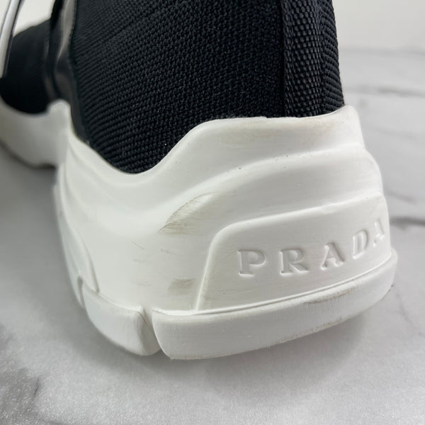 Prada Black Knit Fabric Lace Up Sneakers Size 37.5