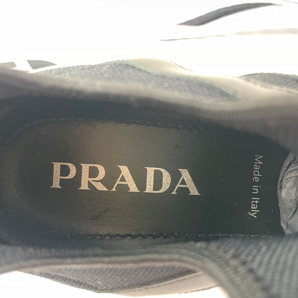 Prada Black Knit Fabric Lace Up Sneakers Size 37.5