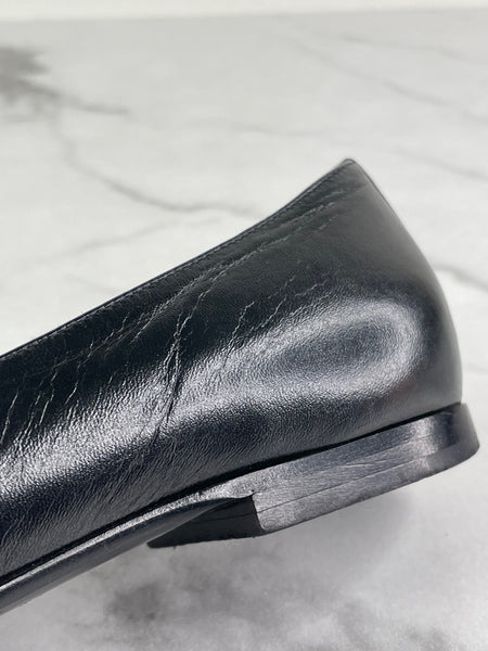 CHANEL CC Black Loafers Size 35.5