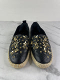 Louis Vuitton Black Leather Tropical Bloom Espadrille Flats Size 35.5